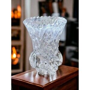 Miniature Vintage Crystal Vase, Clear Glass Vase For Small Short Flowers
